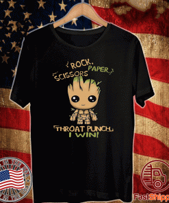 BABY GROOT ROCK PAPER SCISSORS THROAT PUNCH I WIN 2020 T-SHIRT