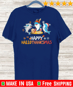 Baby Shark Halloween and Merry Christmas happy Hallothanksmas T-Shirt