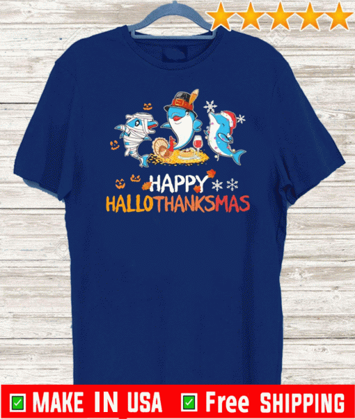 Baby Shark Halloween and Merry Christmas happy Hallothanksmas T-Shirt