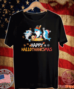 Baby Shark Halloween and Merry Christmas happy Hallothanksmas T-Shirt