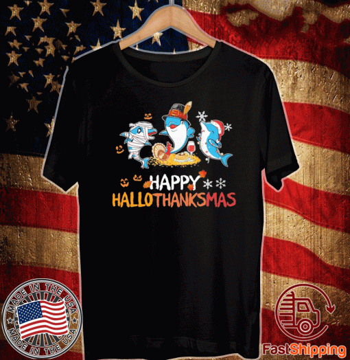 Baby Shark Halloween and Merry Christmas happy Hallothanksmas T-Shirt