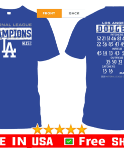 Los Angeles Dodgers 2020 National League Champions Bloop Single Roster For T-Shirt