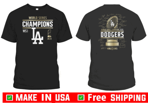 Los Angeles Dodgers 2020 World Series Champions Signature Roster Tee Shirts