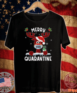 Merry Quarantine Christmas 2020 Reindeer Mask Family Pajamas T-Shirt