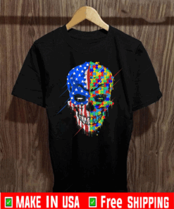 Buy Spooky Skull Autism Awareness US Flag American Support Shirt