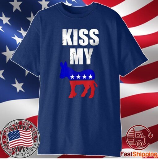 Biden Political Liberal Anti Trump Democrat Kiss my Donkey Shirt