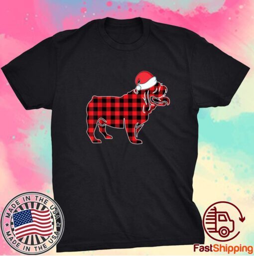 Bulldog Christmas Decorations Red Plaid Buffalo Xmas Family Shirt