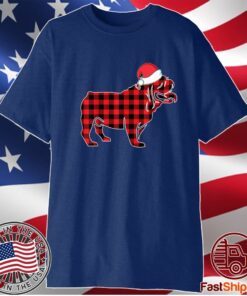 Bulldog Christmas Decorations Red Plaid Buffalo Xmas Family Shirt