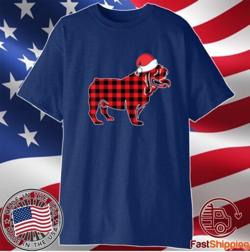 Bulldog Christmas Decorations Red Plaid Buffalo Xmas Family Shirt