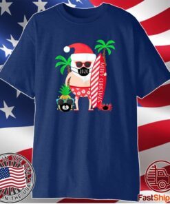 Funny 2020 Christmas Surfing Gift For Surfer Santa With Mask Shirt