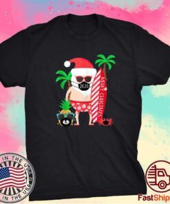 Funny 2020 Christmas Surfing Gift For Surfer Santa With Mask Shirt