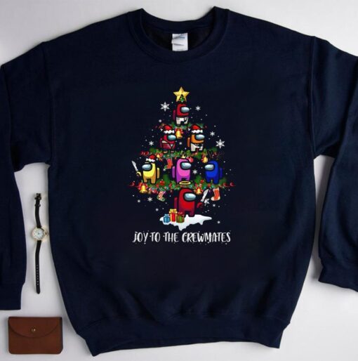 Joy To the Crewmates Among Us Christmas Sweatshirt Shirt, Trending Video Game Shirt, Among Us Friend Christmas Shirt Gift