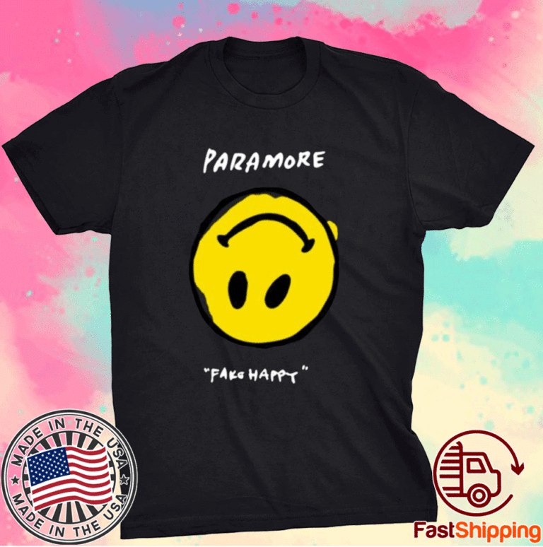 Paramore Merch Paramore Fake Happy Black Shirt ShirtElephant Office