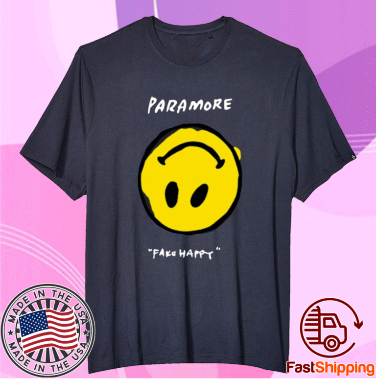 Paramore Merch Paramore Fake Happy Black Shirt ShirtElephant Office