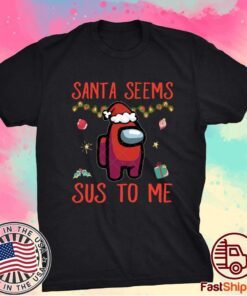 Santa Seems Sus To Me Shirt Among us Shirt Among us sublimation, Among us Christmas Shirt Santa among us Shirt