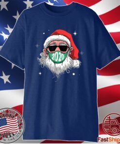 Santa With Face Mask Christmas 2020 Family Pajamas Xmas Shirt