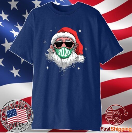 Santa With Face Mask Christmas 2020 Family Pajamas Xmas Shirt