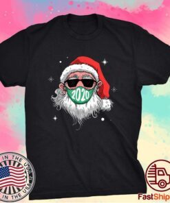 Santa With Face Mask Christmas 2020 Family Pajamas Xmas Shirt