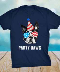 Boston Terrier Party Dawg Patriotic Dog And Sunglasses Shirt