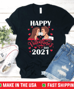 Couple Kissing with Mask on Happy Valentine’s Day 2021 T-Shirt