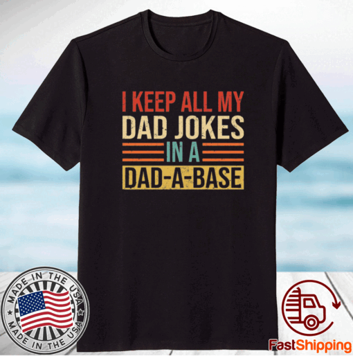 I keep all my dad jokes in a dad a base t-shirt