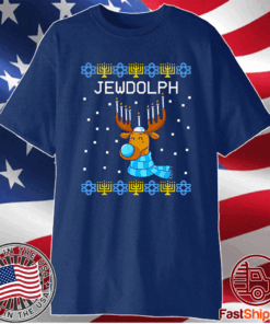 Jewdolph Ugly Hanukkah Sweater Reindeer Menorah Chanukah Shirt