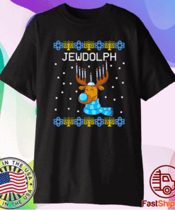 Jewdolph Ugly Hanukkah Sweater Reindeer Menorah Chanukah Shirt