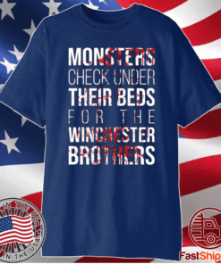 Monster check under their beds for the winchester brothers t-shirt