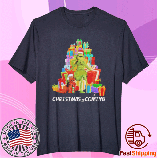 Pretty Grinch And Dog Christmas Are Coming Christmas T-Shirts