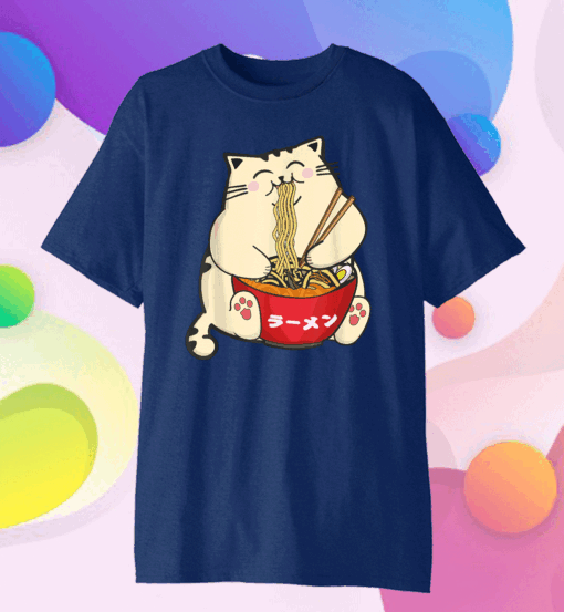 Ramen Cat Kawaii Anime Noodles Hashi Japanese Manga Lover Gift T-Shirt