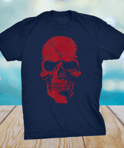 Skull Cool Badass Distressed Art Red Shirt