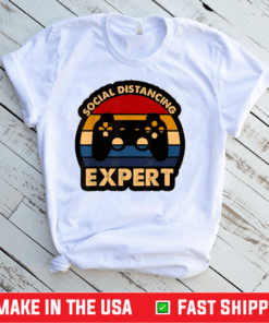 Social Distancing Expert Gaming Vintage Video Gamer Shirt