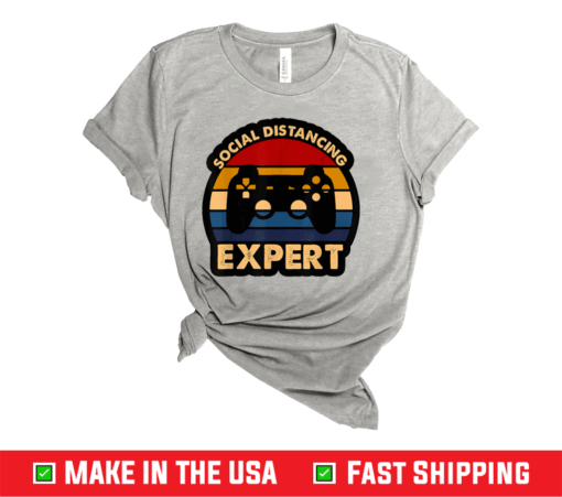 Social Distancing Expert Gaming Vintage Video Gamer Shirt