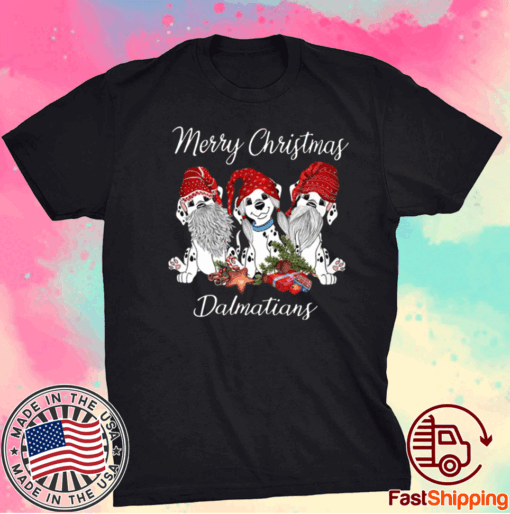 Tree Dog Gnome Merry Christmas Dalmatians Shirt