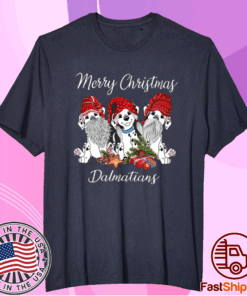 Tree Dog Gnome Merry Christmas Dalmatians Shirt