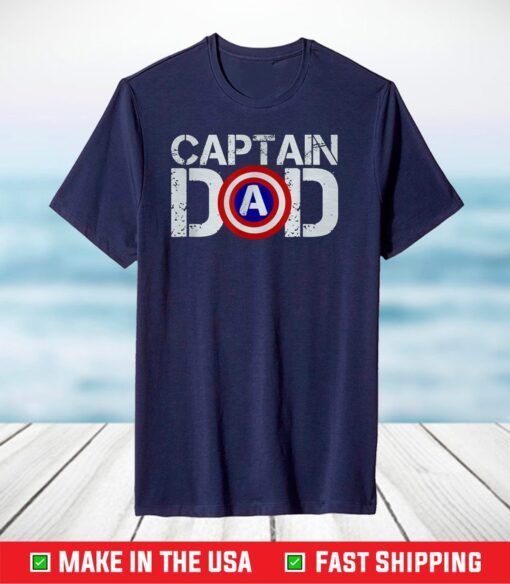 Christmas Gift For Dad Birthday Captain Dad Superhero T-Shirt