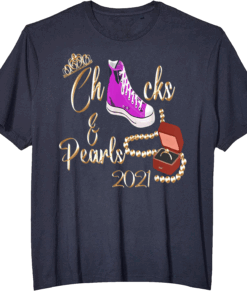 Chucks and Pearls Funny Teacher Valentine Apparel T-Shirt