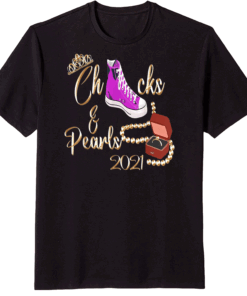 Chucks and Pearls Funny Teacher Valentine Apparel T-Shirt