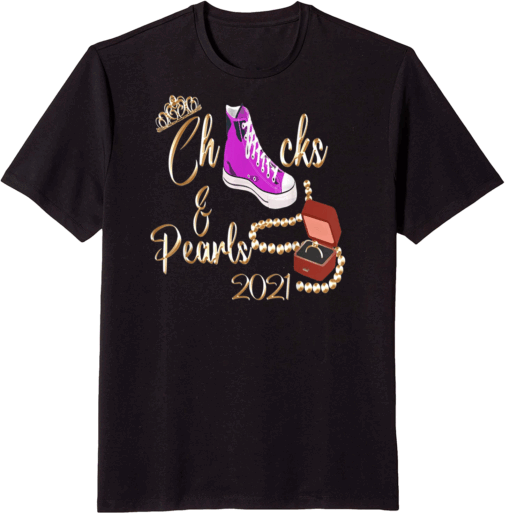 Chucks and Pearls Funny Teacher Valentine Apparel T-Shirt