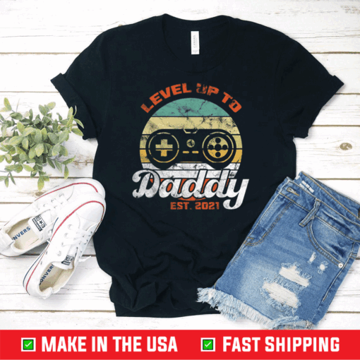 Daddy Daddy 2021 Father Father's Day Level Up Gamer Vintage T-Shirt