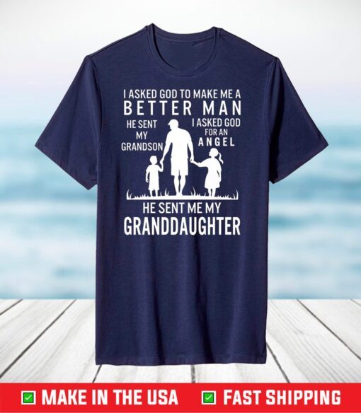 Fathers Day Grandpa Me Better Grandson Angel Granddaughter Premium T-Shirt