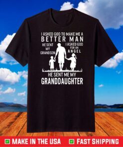 Fathers Day Grandpa Me Better Grandson Angel Granddaughter Premium T-Shirt