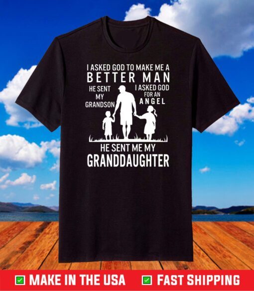 Fathers Day Grandpa Me Better Grandson Angel Granddaughter Premium T-Shirt