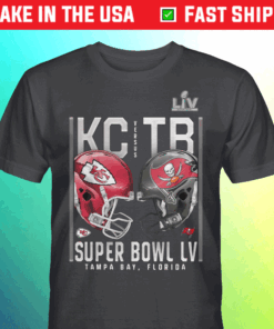 2021 Kansas City Chiefs vs Tampa Bay Buccaneers Super Bowl LV Matchup Play Clock Tee Shirt