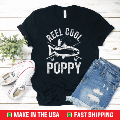 Mens Reel Cool Poppy Shirt Fisherman Christmas Gift Father's Day T-Shirt