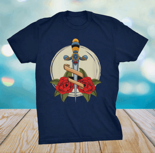 Old School Badass Traditional Tattoo Roses and Sword Shirt