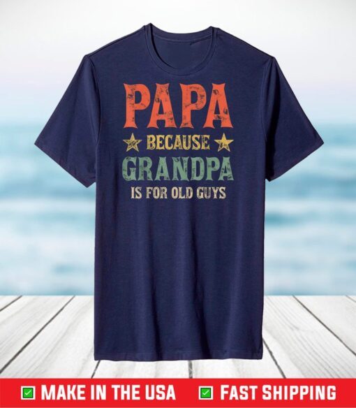 Papa because Grandpa is for old Guys Vintage Retro Dad T-Shirt