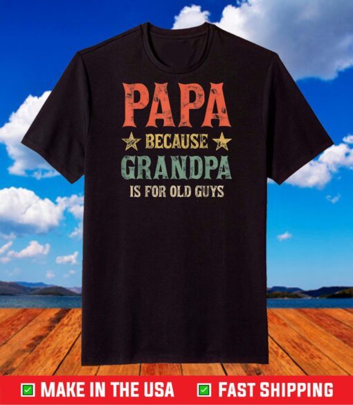 Papa because Grandpa is for old Guys Vintage Retro Dad T-Shirt