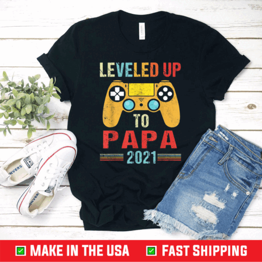 Promoted To Papa EST 2021 Leveled Up To Papa Father's Day T-Shirt