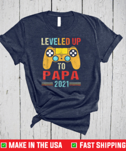 Promoted To Papa EST 2021 Leveled Up To Papa Father's Day T-Shirt